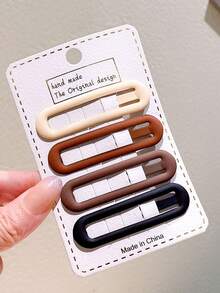 4入組橡膠塗裝簡約髮夾套裝,可用於剪瀏海、側邊頭髮,萬能髮飾