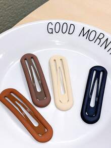 4入組橡膠塗裝簡約髮夾套裝,可用於剪瀏海、側邊頭髮,萬能髮飾