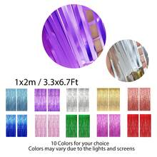 2入組1*2m/3.3*6.7ft金屬箔流蘇窗簾,適用於派對和婚禮裝飾