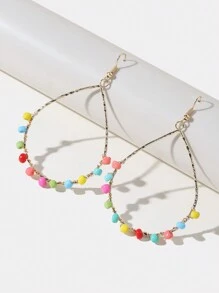 1 Pair Of Fashionable And Popular Hand-woven Multi-color Rice Beads Drop Drop Earrings - Multicolor - View 1