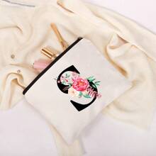 老師禮物最好的老師化妝包老師答謝禮物送給女性的老師禮物生日禮物、聖誕禮物、手拿包、簡單旅行收納袋、純色化妝包、女式化妝包袋旅行盥洗用品收納袋、返校老師禮物 - 米色 - 查看 2