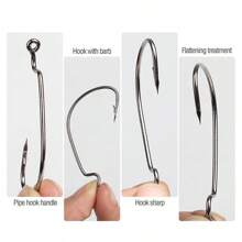 50pcs/Set Fishing Hook Carbon Steel Crank Hook Hanging Hook Stainless Steel Hook Weedless Jigging Hook Mustad Hook Jig Head Hook Fishing Hook