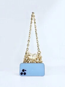 New Lock Closure Handmade Evening Party Fashionable Women's Handbag For Shoulder & Handhold - Apricot - View 4