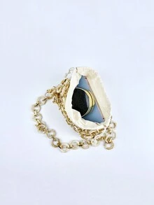 New Lock Closure Handmade Evening Party Fashionable Women's Handbag For Shoulder & Handhold - Apricot - View 3