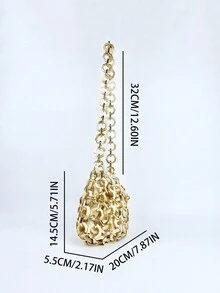 New Lock Closure Handmade Evening Party Fashionable Women's Handbag For Shoulder & Handhold - Apricot - View 2