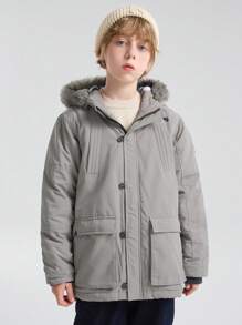 SOLOCOTE Tween Boy 翻盖口袋派克大衣