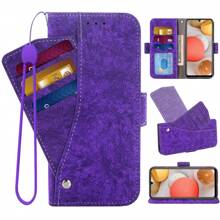 錢包手機殼，適用於三星Galaxy 7J Perx Crown Refine Aura Z Fold 2 Z2 Z3 Z4 Z5 Zfold Fold2 Fold3 Fold4 Fold5 AO1 AO2 AO2S AO3 AO3S AO4 AO4E A 01 02S 03 03S 20e 30 31 32 33 34 40 41 42 50 51 52 53 54 70 71 72 73 14A 23A 54A 24S 23S 22S 21S 20S 10S 9S 8S 7S 6S S24+ S23+ S22+ S21+ S20+ S10+ S9+ S8+ S7edge S23plus S22plus S21plus S20plus S10plus S9plus S8plus S24ultra S23ultra S22ultra S21ultra S20ultra S23FE S21FE S20FE EF G5 M12 M13 F12，紫色，皮革手機翻蓋套，附信用卡插槽，掛繩手環，錢包手機支架，女士少女風 - 紫色 - 查看 1