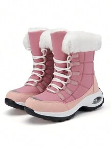 Women's Winter Thickened Cushioning Snow Boots With Thick Fleece, New 2023 Outdoor Sports Anti-slip High-top Warm Shoes, -padded New 2023 Outdoor Sports Anti-slip High-top Boots - Pink - View 2