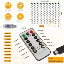 1pc 3x1m/3x3m 100/300 LED Copper Wire Curtain Lights, Waterproof Fairy Lights With USB Remote For Party Decorations - White - View 11