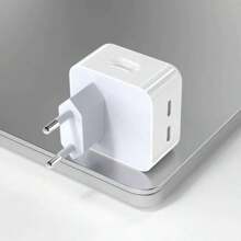 Carregador Completo IPhone 2 Entrada Tipo C 50w + Cabo Lightning Fonte Turbo Tomada Cabo USB-C Adaptador Para iPhone 11 12 13 14 Pro Max Plus - Branco - Visão 3