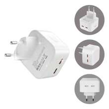 Carregador Completo IPhone 2 Entrada Tipo C 50w + Cabo Lightning Fonte Turbo Tomada Cabo USB-C Adaptador Para iPhone 11 12 13 14 Pro Max Plus - Branco - Visão 4
