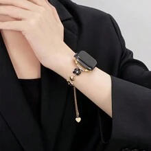 1入組花卉山茶花設計金屬手錶帶手鍊,適用於女士,與apple Watch Ultra/se/8/7/6/5/4/3/2/1兼容,38/40/41/42/44/45/49毫米 - 白色 - 查看 3