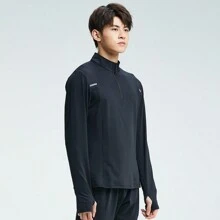 BURUITE Men's Black Sports Top With Thumb Hole - Black - View 3