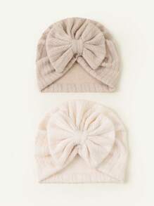2pcs Newborn Baby Hat Set, Spring/Autumn Bowknot Headscarf Cap, 2-9 Months Love Valentine