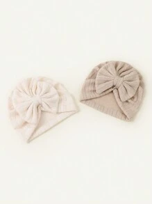 2pcs Newborn Baby Hat Set, Spring/Autumn Bowknot Headscarf Cap, 2-9 Months Love Valentine