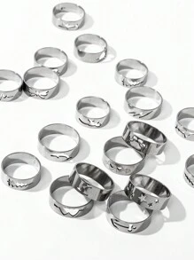 Anillos Unisex De Acero Inoxidable Con Mezcla De Estilos Y Tamaños Aleatorios - Plateado - Ver 3