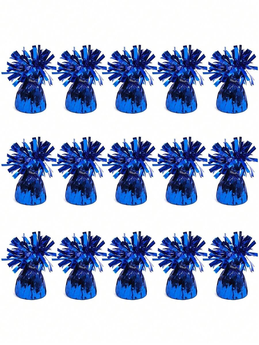 15Pack Blue Balloon Weights Bulk Party Weights For Tables (Metallic Blue, 6 Oz, 4.5 In