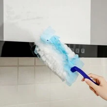 11 Piezas Cepillo De Polvo Estático, Limpiador De Plumas De Pollo Desechable Para Barrer Herramienta De Limpieza Para La Limpieza Del Hogar - Azul y blanco - Ver 4