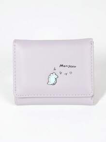 女士短款錢包2023新款韓版三摺扣 學生錢包卡通可愛清新包 - 紫色 - 查看 1