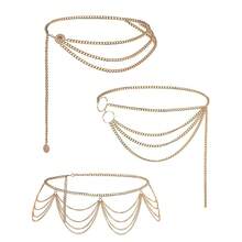 Cinturones Para Dama Cadenas Cintura Metalico Sexy Elegante - Dorado - Ver 5