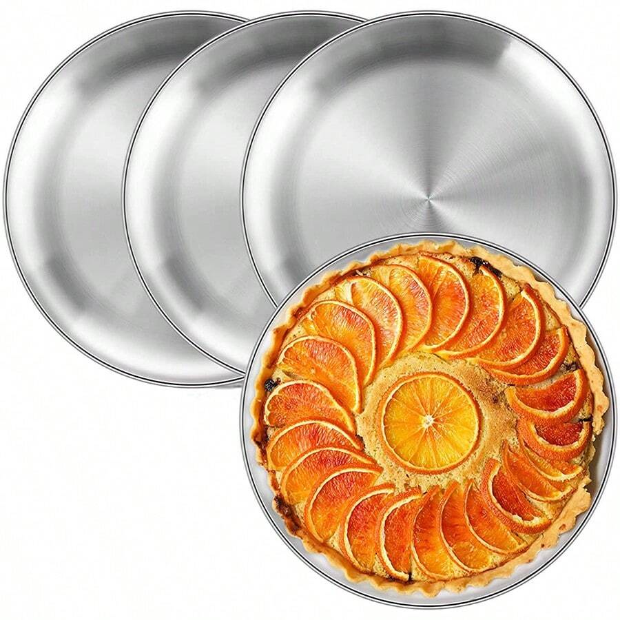 Stainless Steel Round Salad Plate 26cm 4pcs - Set of 4 sanded silver 26cm - View 1
