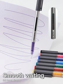 8 szt./zestaw Ośmiokolorowy Igła Typ Na bazie wody Długopis żelowy , 0,5 mm , Wysoka pojemność , Szybkoschnący , Dla , Odpowiedni Do biura I Studenci