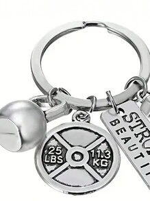 ROMWE Kawaii 1 móc khóa hình tạ đòn bạc cổ điển, thích hợp cho chìa khóa, móc chìa khóa xe hơi, móc khóa phong cách punk, mặt dây chuyền hình tạ đòn 25lb, phụ kiện trang trí ba lô unisex (2 kiểu được giao ngẫu nhiên) - Bạc - Xem 3