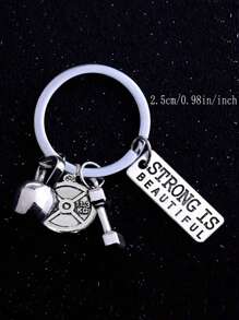 ROMWE Kawaii 1 móc khóa hình tạ đòn bạc cổ điển, thích hợp cho chìa khóa, móc chìa khóa xe hơi, móc khóa phong cách punk, mặt dây chuyền hình tạ đòn 25lb, phụ kiện trang trí ba lô unisex (2 kiểu được giao ngẫu nhiên) - Bạc - Xem 4