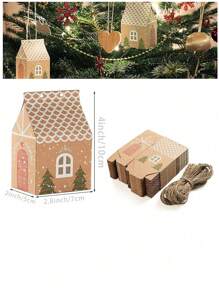 Caja De Regalo De Dulces Para Favores De Fiesta Navideña Con Cuerda Para Pastel O Galletas - 6 Piezas/paquete - Camel - Ver 4