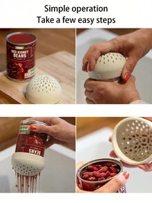 1 pieza Colador de tarro/lata de silicona multiuso de color blanco para la cocina - Blanco - Ver 7