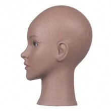 女性禿頭模特頭專業化妝美容娃娃頭,用於假髮製作展示帽子眼鏡假髮頭 - 黑色 - 查看 4