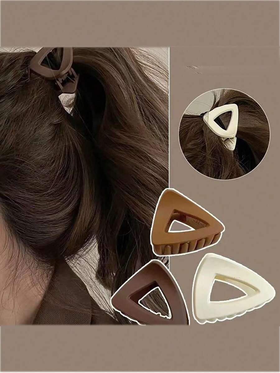 1入新品85度暗灰色三角形女式高馬尾髮型夾,小尺寸髮夾,髮飾 - 彩色 - 查看 1