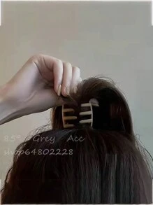 1入新品85度暗灰色三角形女式高馬尾髮型夾,小尺寸髮夾,髮飾 - 彩色 - 查看 7
