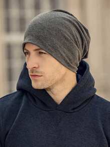 1 件純色男士戶外布料休閒無簷小便帽適合日常穿著和戶外活動,秋冬 - 深灰色 - 查看 10