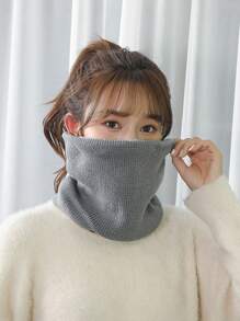 1 件冬季围巾，加厚颈部保暖器，带保暖内衬和针织仿颈套，适合寒冷天气 - 黑色 - 查看 3