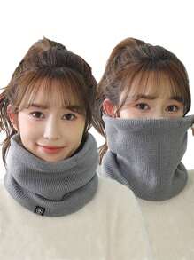 1 件冬季围巾，加厚颈部保暖器，带保暖内衬和针织仿颈套，适合寒冷天气 - 黑色 - 查看 1