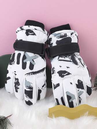 1 Par de Luvas de Esqui Infantis para Crianças de 5-12 Anos, Grossas, Quentes, À Prova de Vento e Água, Antiderrapantes, para Uso Externo