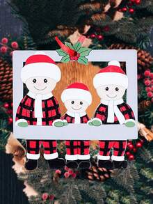 1pc Christmas Tree Wooden Pendant Creative Cute Family Picture Frame Hanging Decorations - Multicolor - View 3
