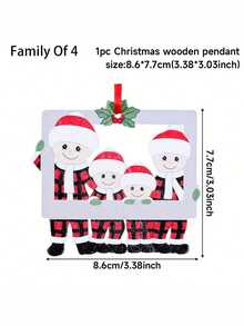 1pc Christmas Tree Wooden Pendant Creative Cute Family Picture Frame Hanging Decorations - Multicolor - View 8