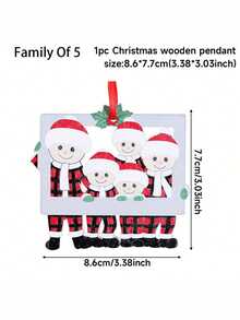1pc Christmas Tree Wooden Pendant Creative Cute Family Picture Frame Hanging Decorations - Multicolor - View 9