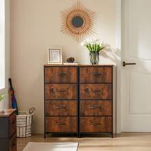 Sweetcrispy Drawers Dresser Chest Of 4 Drawers,Metal Frame And Wood Top - Brown - View 9