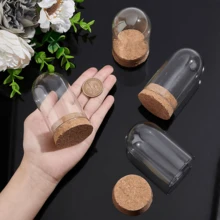 1袋4入組玻璃展示圓頂,玻璃鐘形罩及基座裝飾罐,可用於花草儲存,家居裝飾,聖誕派對優惠裝飾 - 白色 - 查看 6