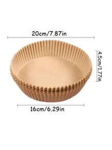 50 Piezas Papel Cuadrado Antiadherente Para Hornear Para La Olla Interior Redonda De Freidora De Aire - Marrón - Ver 2