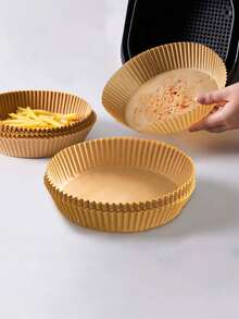 50 Piezas Papel Cuadrado Antiadherente Para Hornear Para La Olla Interior Redonda De Freidora De Aire - Marrón - Ver 4