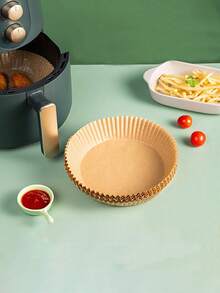 50 Piezas Papel Cuadrado Antiadherente Para Hornear Para La Olla Interior Redonda De Freidora De Aire - Marrón - Ver 1