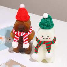 6pcs, Christmas Water Bottle, Snowman Bear Bottle, Gingerbread Man Bottle, Milk Tea Drinking Cup, Holiday Christmas Gifts, Xmas Decoration, Christmas Decoration