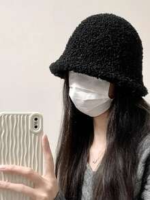 女士毛絨桶帽，秋冬季節，保暖、百搭，突顯自然美，日系風格，羊毛針織桶帽