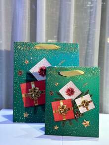1 件装绿色圣诞特大礼品袋包装袋圣诞时尚礼品袋
