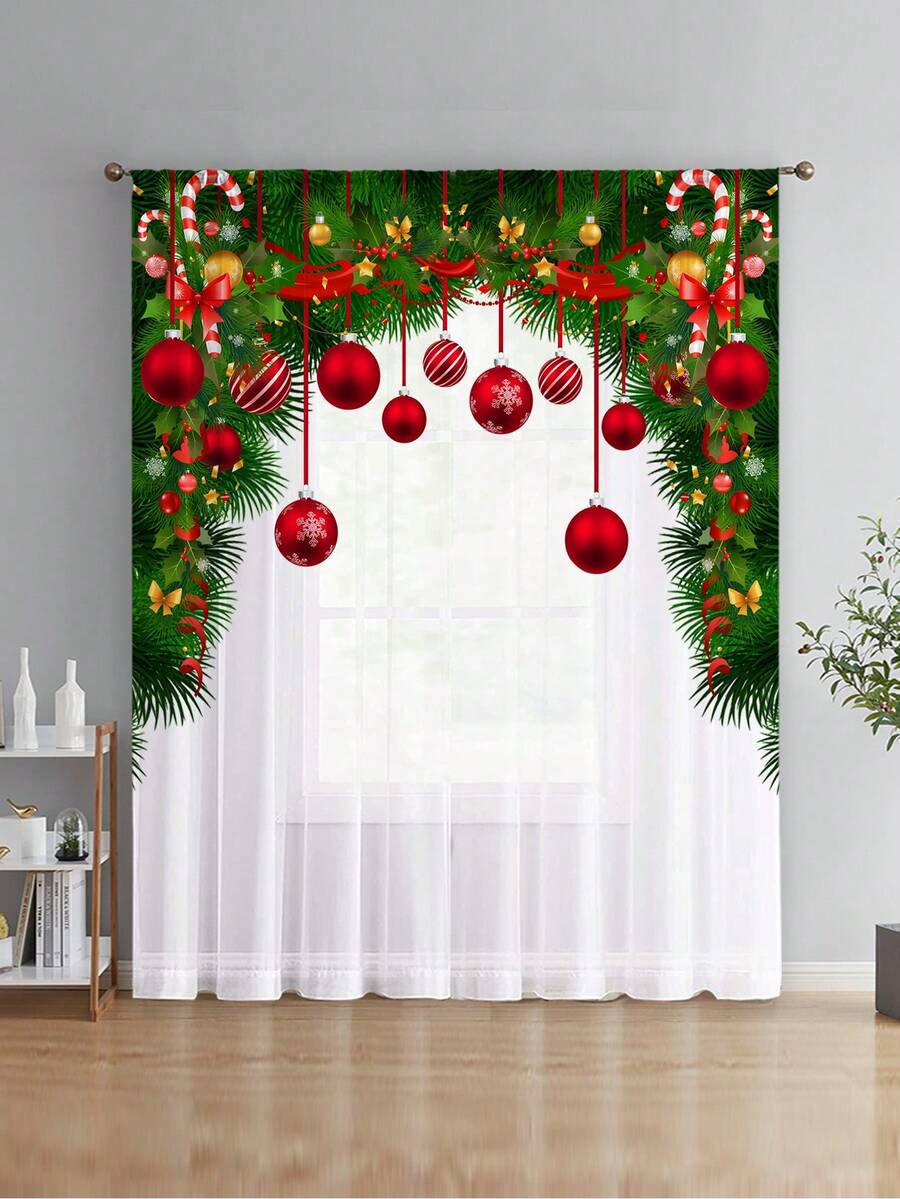 1pc New Green Leaf Border Balloon Decoration Rod Through Tulle Curtain For Home - Multicolor - View 1