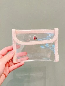 2pcs Coin Wallet Transparent Fashion Cute Portable Bus Card Bag Student Girl Lady Perfect Gift - Clear - View 5